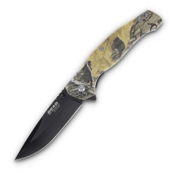 Bear & Son Edge Brisk 2.0 Folding Knife & Sharpener Combo Drop Point Blade Brown Camo - Precision Shot Firearms