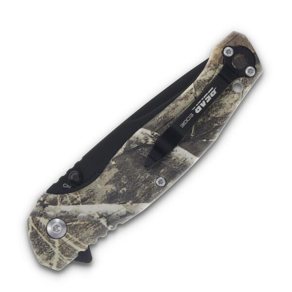 Bear & Son Edge Brisk 2.0 Folding Knife & Sharpener Combo Drop Point Blade Brown Camo - Precision Shot Firearms
