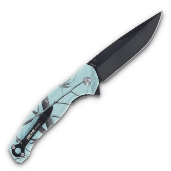 Bear & Son Edge Brisk 2.0 Folding Knife & Sharpener Combo Drop Point Blade Teal Camo - Precision Shot Firearms
