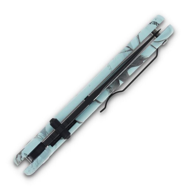 Bear & Son Edge Brisk 2.0 Folding Knife & Sharpener Combo Drop Point Blade Teal Camo - Precision Shot Firearms