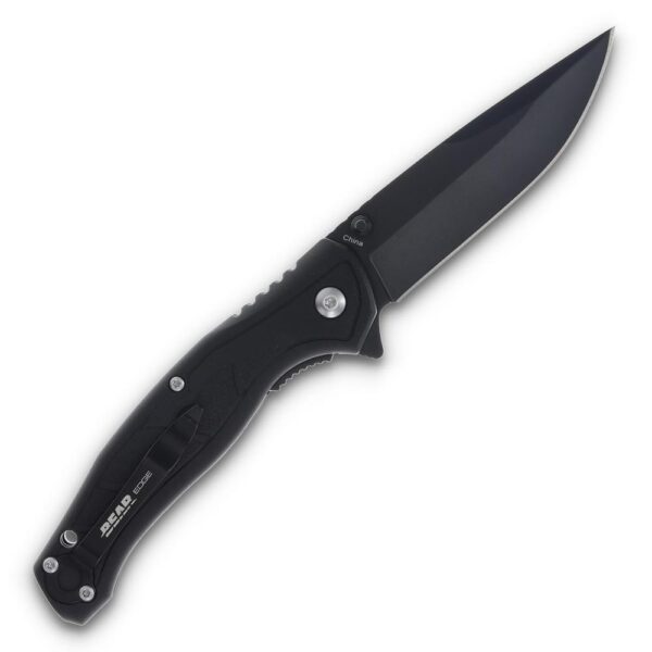 Bear & Son Edge Brisk 2.0 Folding Knife & Sharpener Combo Drop Point Blade Black - Precision Shot Firearms