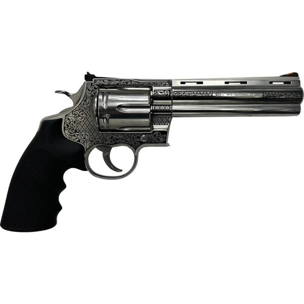 Colt Anaconda "Filigree Frame and Barrel" Handgun .44 Mag 6rd Capacity 6" Barrel Silver with Black Grip - Precision Shot Firearms