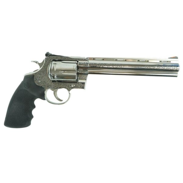 Colt Anaconda "Filigree Frame and Barrel" Handgun .44 Mag 6rd Capacity 8" Barrel Silver with Black Grip - Precision Shot Firearms