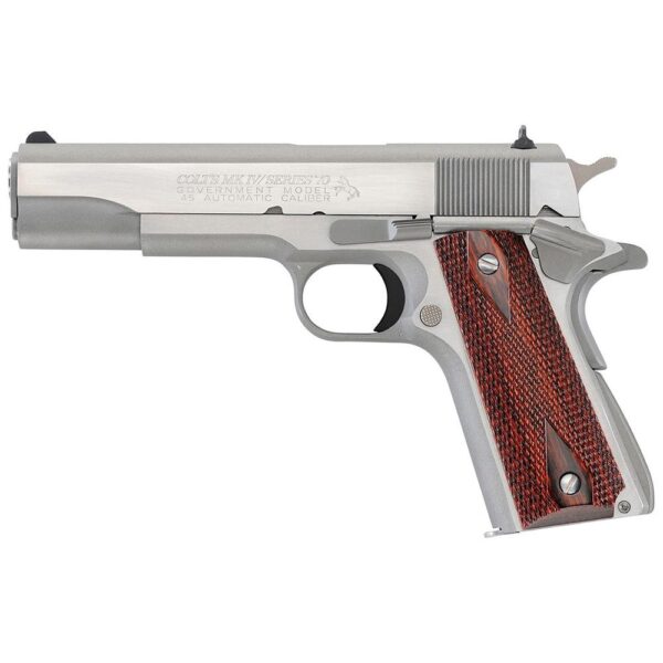 Colt 1911 Gov't Handgun .45 ACP 8rd Magazine 5" Barrel Stainless with Wood Grips - Precision Shot Firearms