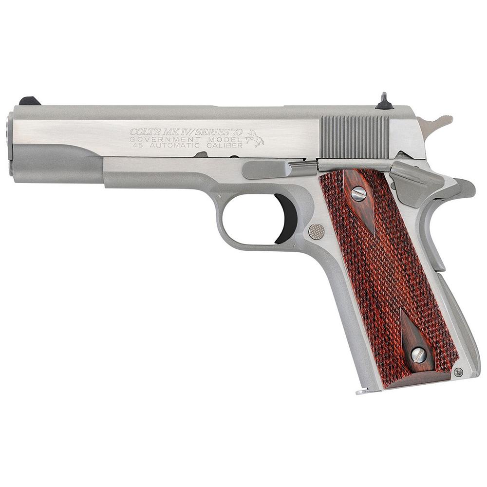 Colt 1911 Gov't Handgun .45 ACP 8rd Magazine 5" Barrel Stainless with Wood Grips - Precision Shot Firearms