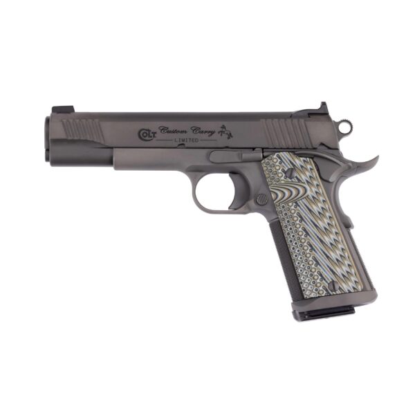 Colt CCU Government Model Handgun 9mm Luger 9rd Magazine 5" Barrel Stainless/Smoke DLC G10 Grips - Precision Shot Firearms
