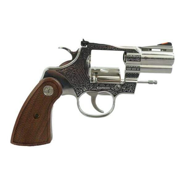 Colt Python Handgun .357 Mag 6rd Capacity 2.5" Barrel Historic Wood Medallion Grips with Filigree Frame and Barrel - Precision Shot Firearms