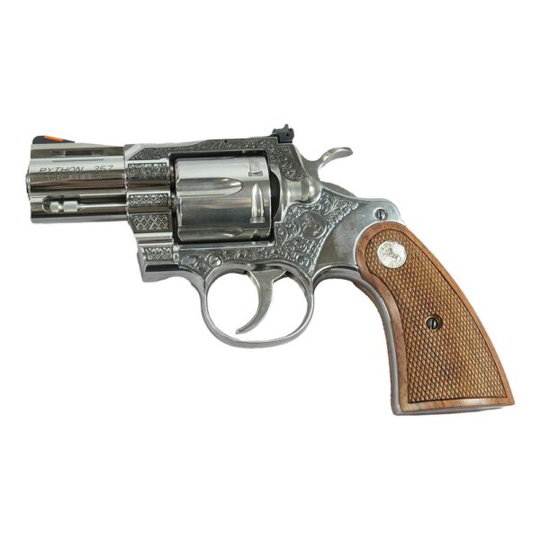 Colt Python Handgun .357 Mag 6rd Capacity 2.5" Barrel Historic Wood Medallion Grips with Filigree Frame and Barrel - Precision Shot Firearms