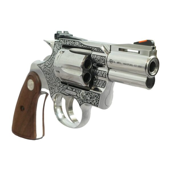 Colt Python Handgun .357 Mag 6rd Capacity 2.5" Barrel Historic Wood Medallion Grips with Filigree Frame and Barrel - Precision Shot Firearms