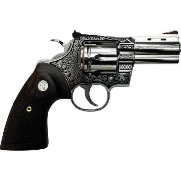 Colt Python "Filigree Frame" Handgun .357 Mag 6rd Capacity 3" Barrel Stainless Finish Wood Grips - Precision Shot Firearms