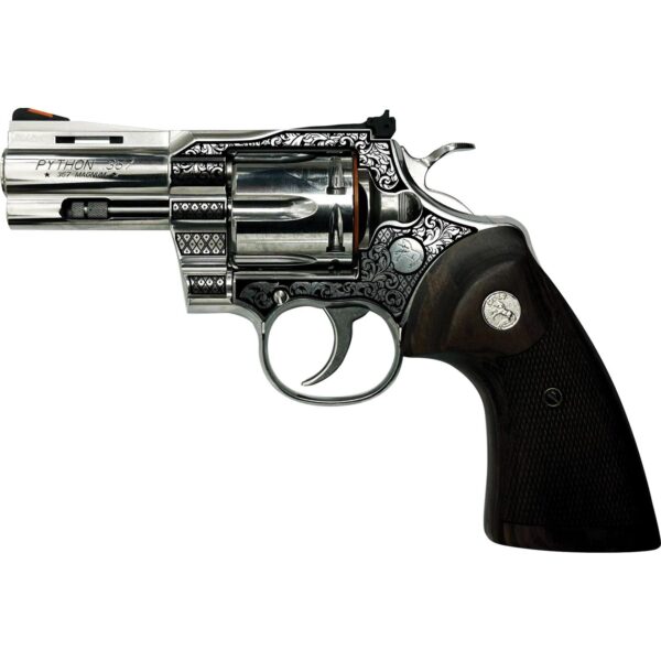 Colt Python "Filigree Frame" Handgun .357 Mag 6rd Capacity 3" Barrel Stainless Finish Wood Grips - Precision Shot Firearms