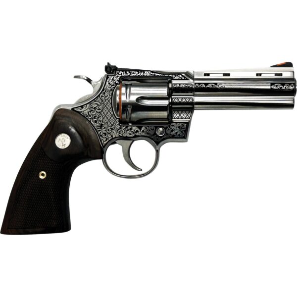 Colt Python "Filigree Frame and Barrel" Handgun .357 Mag 6rd Capacity 4.25" Barrel Stainless Finish Wood Grips - Precision Shot Firearms