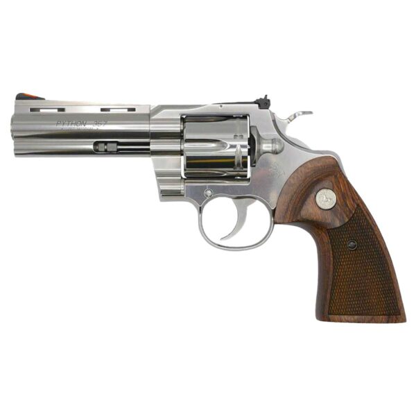 Colt Python Handgun .357 Mag 6rd Capacity 5" Barrel Stainless Finish Walnut Target Wood Grips CA Compliant - Precision Shot Firearms