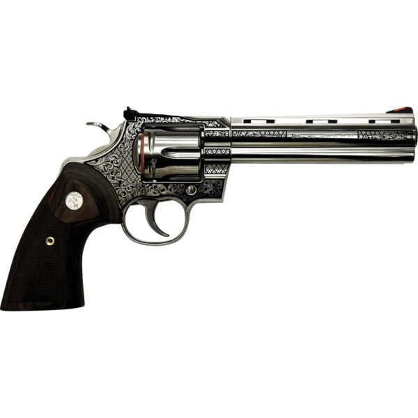 Colt Python "Filigree Barrel and Frame" Handgun .357 Mag 6rd Capacity 6" Barrel Stainless Finish Wood Grips - Precision Shot Firearms
