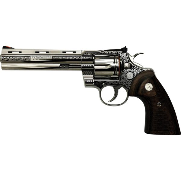 Colt Python "Filigree Barrel and Frame" Handgun .357 Mag 6rd Capacity 6" Barrel Stainless Finish Wood Grips - Precision Shot Firearms