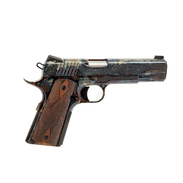 Standard Mfg 1911 Handgun 45 ACP 8rd Magazine 5" Barrel Case Colored with Factory #1 Engraving - Precision Shot Firearms