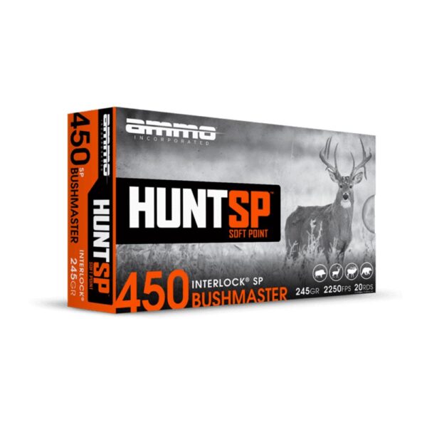 Ammo Inc Hunt SP Rifle Ammunition .450 Bushmaster 245gr SP 2250 fps 20/ct - Precision Shot Firearms