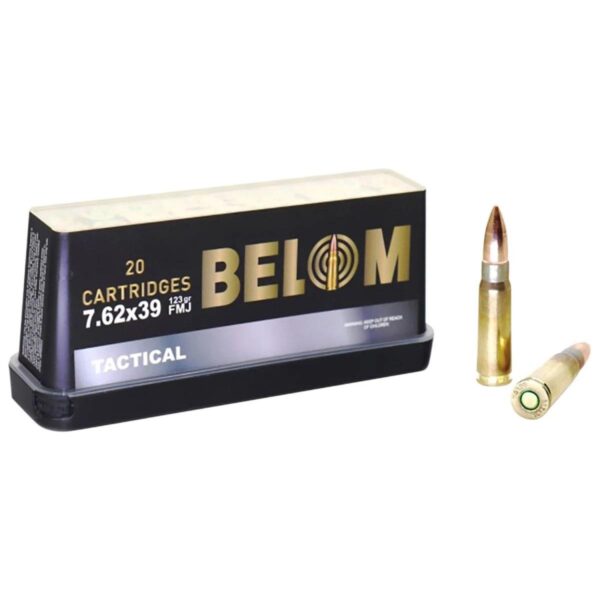 Belom Rifle Ammunition 7.62x39mm 123gr FMJ 2350 fps 20/ct - Precision Shot Firearms