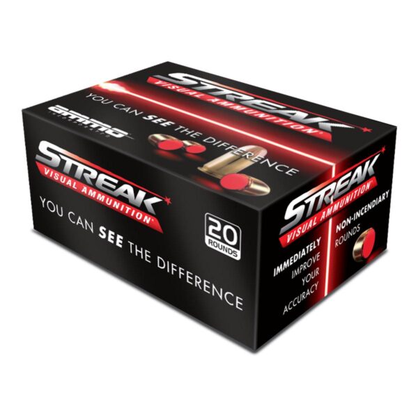 Ammo Inc Streak Handgun Ammunition 9mm Luger Red 115gr TMJ 1124 fps 20/ct - Precision Shot Firearms