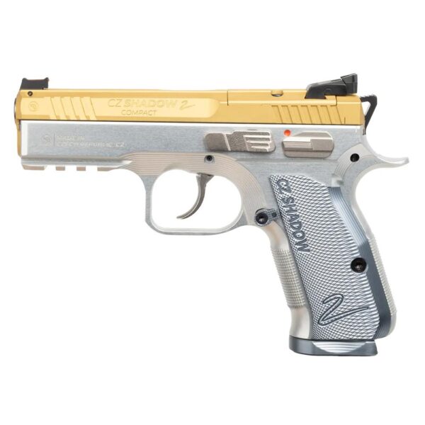 CZ USA Shadow 2 Compact Handgun 9mm Luger 15rd Magazine 4" Barrel OR Gold Slide and Silver Grip - Precision Shot Firearms