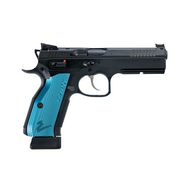 CZ Shadow 2 Optic Ready Handgun 9mm Luger 19rd Magazine 4.89" Barrel Black Frame Blue Grips - Precision Shot Firearms