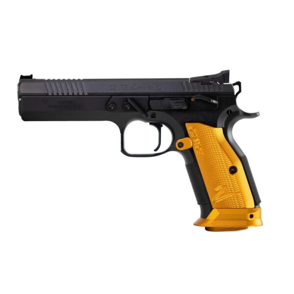 CZ USA TS 2 Orange Handgun 9mm Luger 20rd Magazine 5.2" Barrel Black with Orange Grip - Precision Shot Firearms