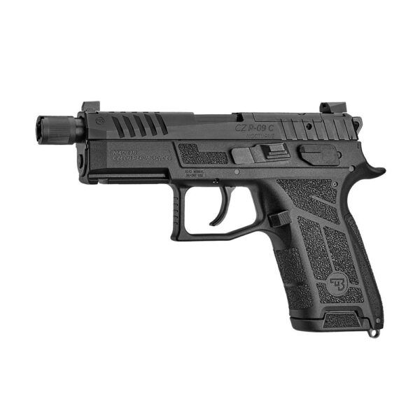 CZ P-09 C Nocturne Suppressor Ready OR Handgun 9mm Luger 21rd Magazines(2) 4.5" Threaded Barrel Fixed Sights Black - Precision Shot Firearms