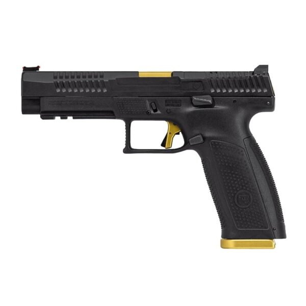CZ USA P-10 F Competition-Ready Handgun 9mm Luger 19rd Magazine 5" Barrel Black with Gold Optic Ready Fiber Optic Front - Precision Shot Firearms