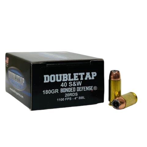 Double Tap Bonded Defense Handgun Ammunition .40 S&W 180gr JHP 1100 fps 20/ct - Precision Shot Firearms