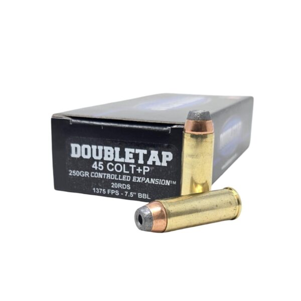 Double Tap Controlled Expansion Handgun Ammunition .45 Colt(+P) 250gr SJHP 1375 fps 20/ct - Precision Shot Firearms