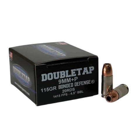 Double Tap Bonded Defense Handgun Ammunition 9mm(+P) 115gr JHP 1415 fps 20/ct - Precision Shot Firearms