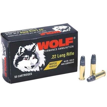 Wolf Match Target Rimfire Ammunition .22 LR 40 gr RN 50/ct - Precision Shot Firearms