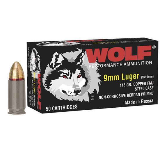 Wolf Polyformance Handgun Ammunition 9mm Luger 115 gr FMJ 1150 fps 50/ct - Precision Shot Firearms