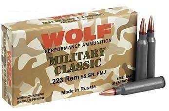 Wolf Military Classic Rifle Ammunition .223 Rem 55 gr FMJ 3241 fps - 20/box - Precision Shot Firearms