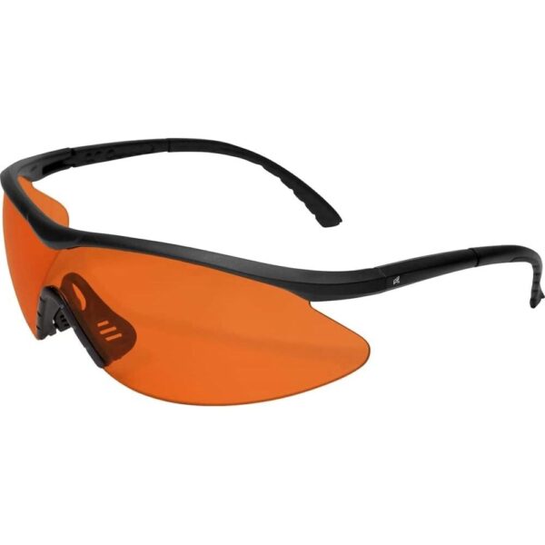 Edge Eyewear Fastlink Shooting Glasses Black Frame with Orange G15 Vapor Shield Lens - Precision Shot Firearms