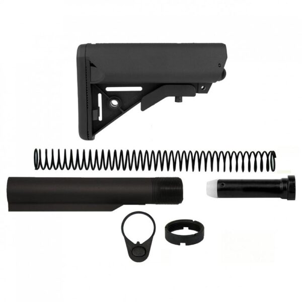 TacFire Mil-Spec Buffer Tube Kit with Stock and Buttpad for AR-15 Black - Precision Shot Firearms