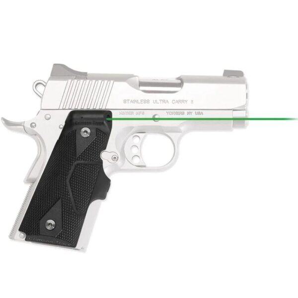 Crimson Trace LG-404G Front Activation Green Handgun Lasergrips for 1911 Compact Black - Precision Shot Firearms