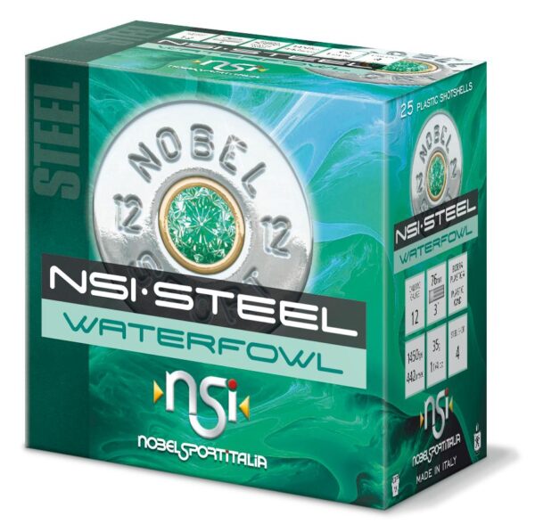 Nobel Sport Steel Waterfowl Shotshells 12 ga 3" 1-1/4 oz 1450 fps #4 25/ct - Precision Shot Firearms