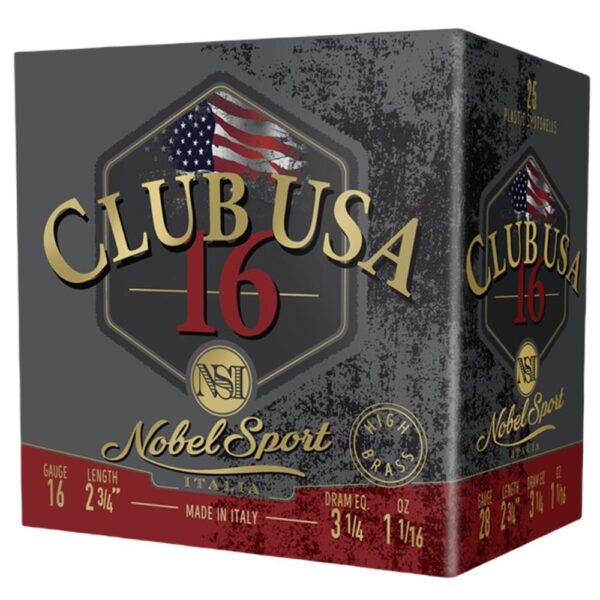Nobel Sport Club USA 16 Shotshells 16 ga 2-3/4" 1-1/16 oz 1330 fps #8 25/ct - Precision Shot Firearms