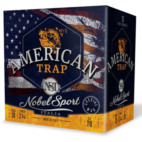 Nobel Sport Target American Trap Shotshells 20ga 2-3/4" 7/8oz 1200fps #9 25/ct - Precision Shot Firearms