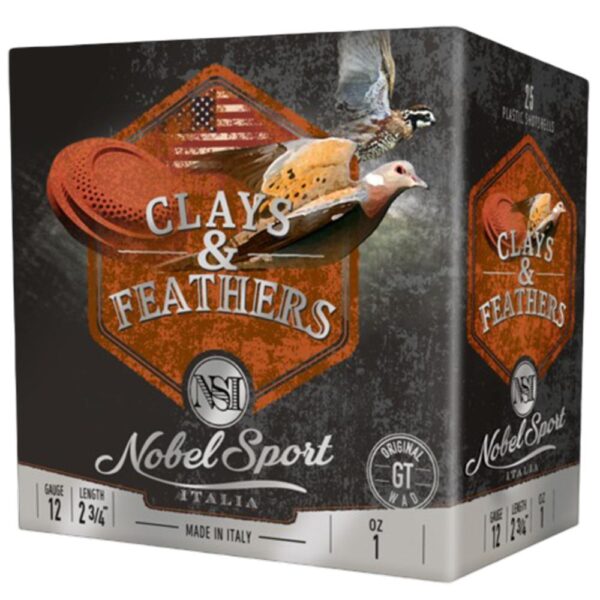 Nobel Sport Clays & Feathers Shotshells 12ga 2-3/4" 1oz 1300 fps #7.5 25/ct - Precision Shot Firearms
