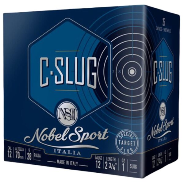 Nobel Sport C-Slug Shotshell 12ga 2-3/4" 1oz 1378 fps Slug 25/ct - Precision Shot Firearms
