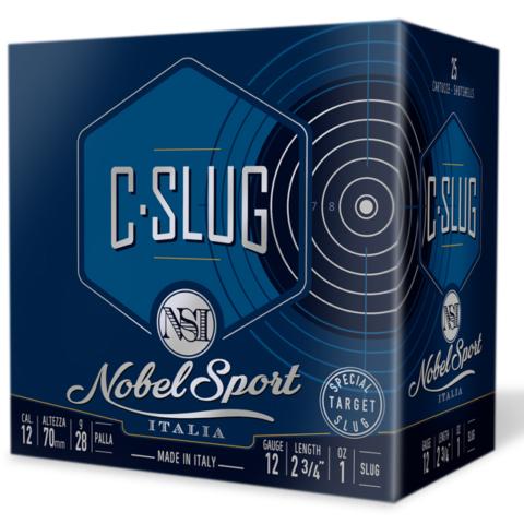 Nobel Sport C-Slug Shotshell 12ga 2-3/4" 1oz 1378 fps Slug 25/ct - Precision Shot Firearms