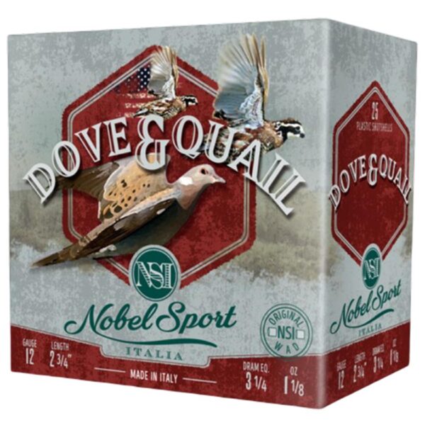 Nobel Sport Dove & Quail Shotshells 12 ga 2-3/4" 1-1/8 oz 1255 fps #6 25/ct - Precision Shot Firearms
