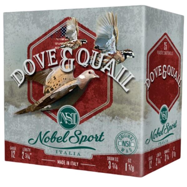 Nobel Sport Dove & Quail Shotshells 12 ga 2-3/4" 1-1/8 oz 1255 fps #8 25/ct - Precision Shot Firearms