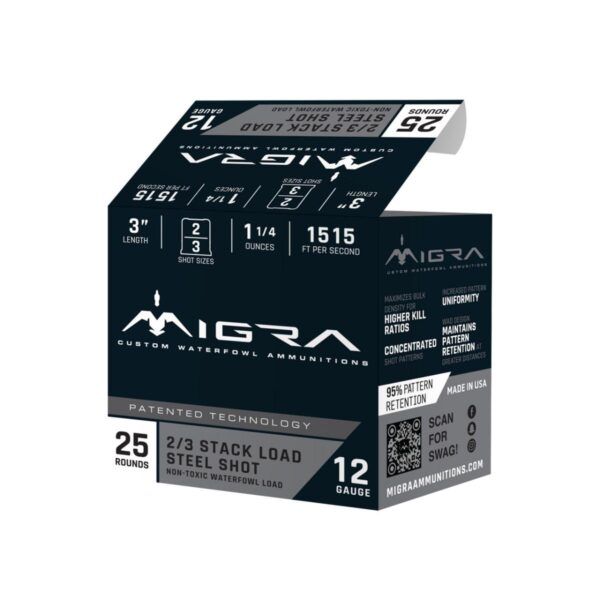 Migra Ammunition Stack Shotshell 12ga 3" 1-1/4 oz 1515 fps 2/3 shot 25/ct - Precision Shot Firearms