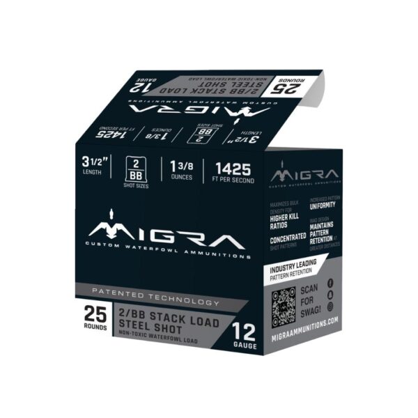 Migra Steel Waterfowl Stacked Shotshells 12ga 3.5" 1-3/8oz 1425 fps #2 & #BB 25/ct - Precision Shot Firearms