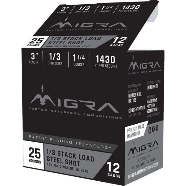 Migra Waterfowl Steel Shot Shotshells 12 ga 3" 1-1/4 oz 1430 fps #1/#3 25/ct - Precision Shot Firearms