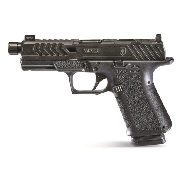 Shadow Systems MR920 War Poet Handgun 9mm Luger 15rd Magazines (2) 4.5" Threaded Barrel Black War Poet Slide Engraving with Night Sights - Precision Shot Firearms