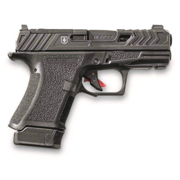 Shadow Systems CR920 War Poet Handgun 9mm Luger 10rd & 13rd Magazine 3.41 Barrel Black War Poet Slide Engraving with Night Sights - Precision Shot Firearms